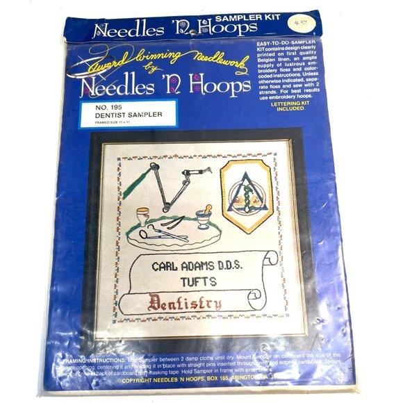 Needles N Hoops No. 195 Dentist Sampler Kit Belgian Linen - Picture 2 of 6